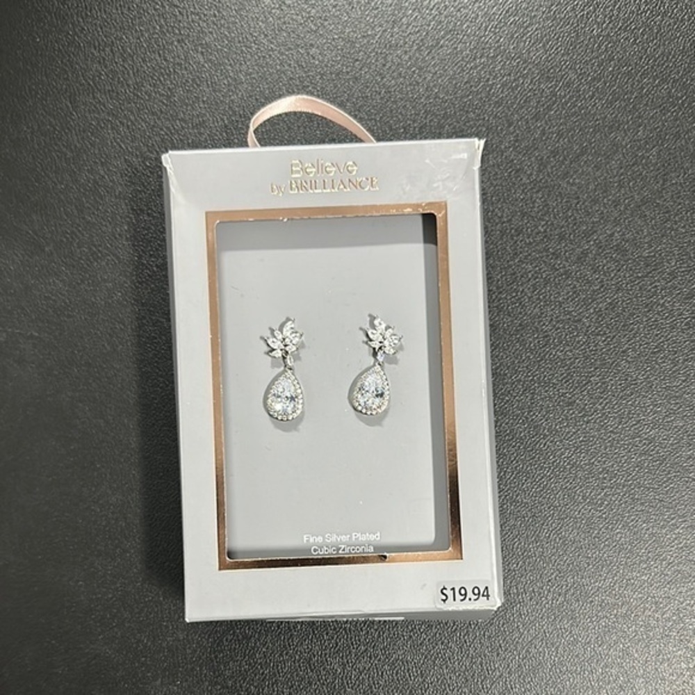 Cubic zirconia silver plated earrings